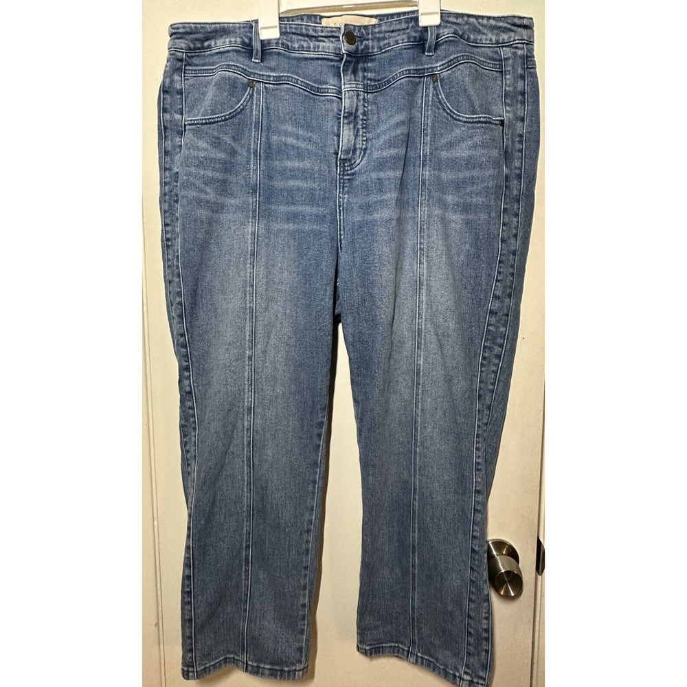 Soft Surroundings Sz 20 Straight Leg High Rise Cropped Denim Jeans